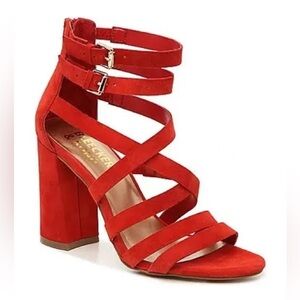 Elegant orange Strappy Block Heels